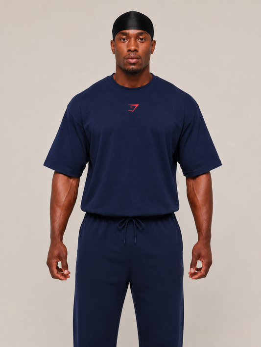 Gymshark Oversized T-Shirt – navy /red