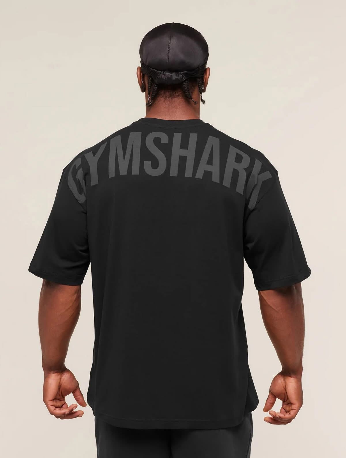 Gymshark Oversized T-Shirt – Black with dark gray Print
