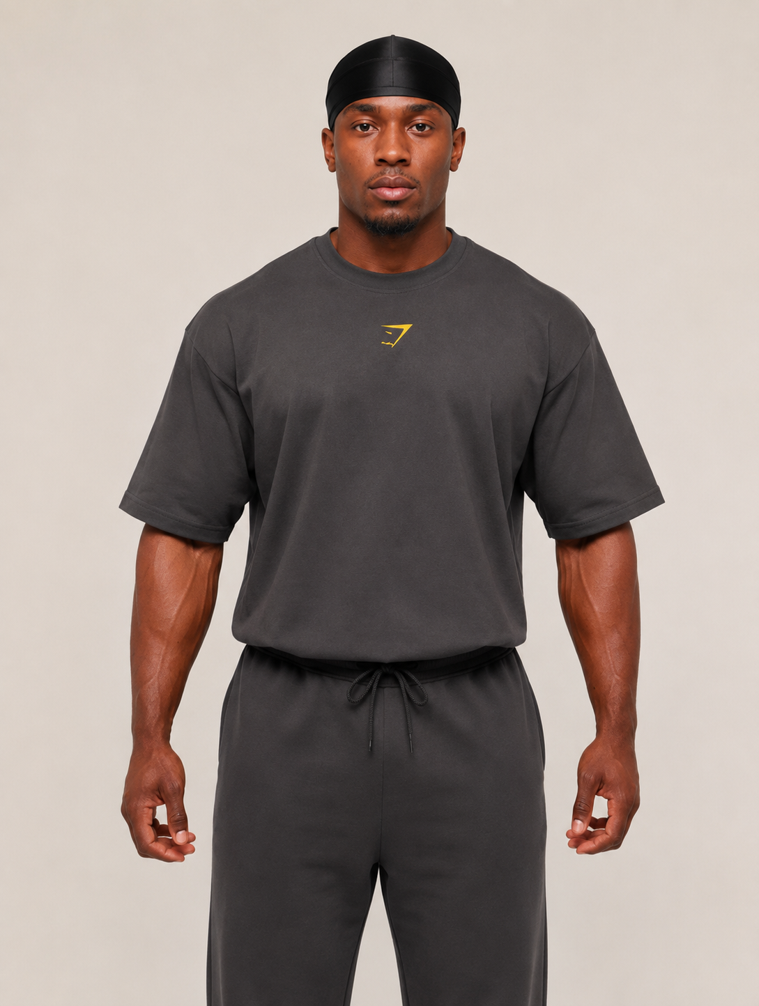 Gymshark Oversized T-Shirt – Dark Grey / yellow