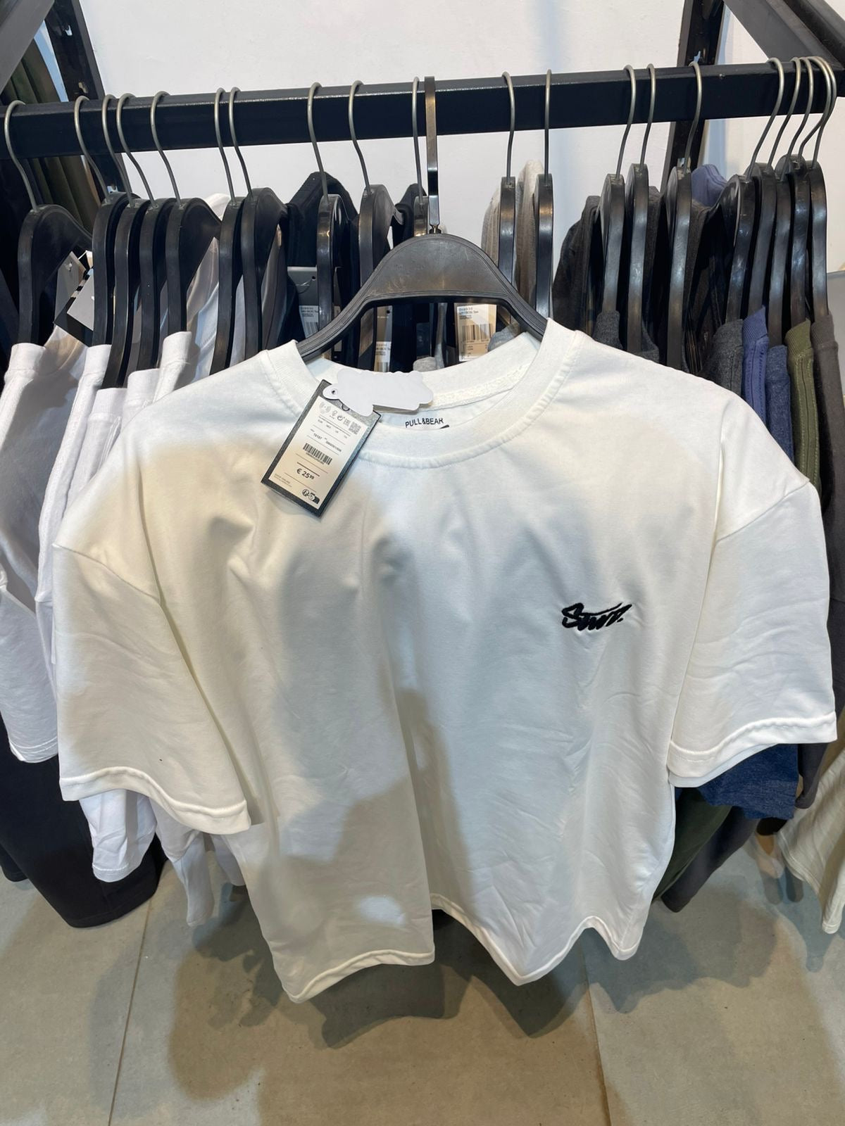 T-shirt PULL&BEAR Oversized Mirror – white
