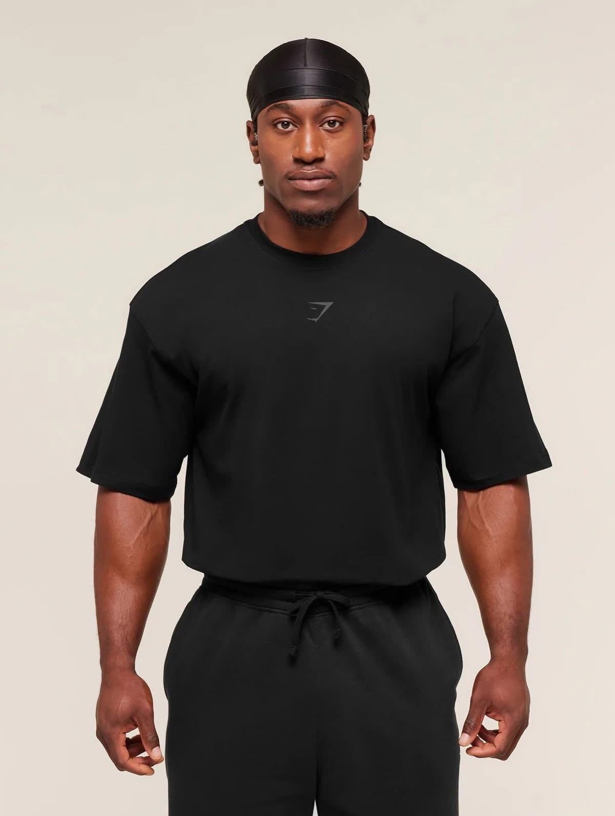 Gymshark Oversized T-Shirt – Black with dark gray Print