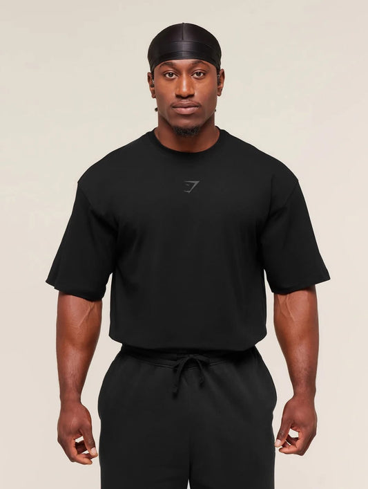 Gymshark Oversized T-Shirt – Black with dark gray Print