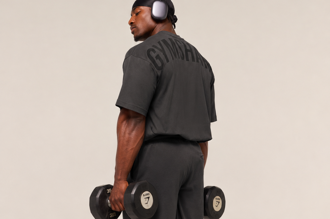 Gymshark Oversized T-Shirt – Dark Grey / Black