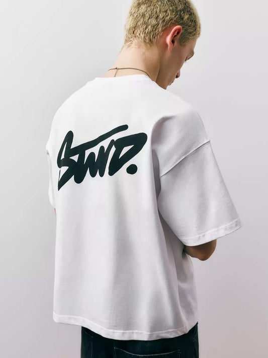 T-shirt PULL&BEAR Oversized Mirror – white
