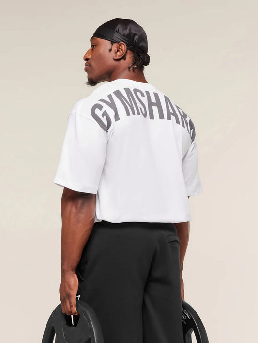 Gymshark Oversized T-Shirt – white /dark gray