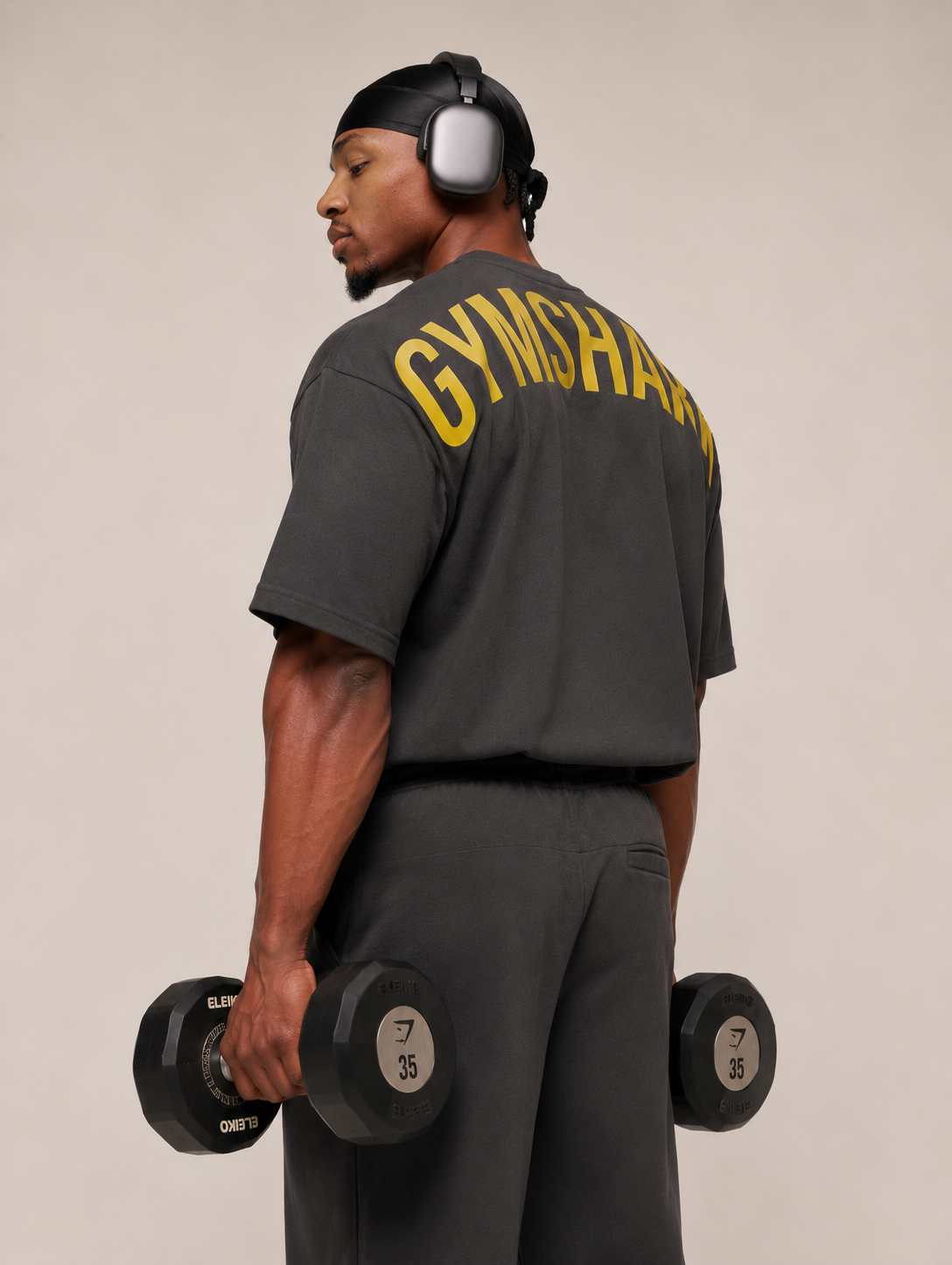 Gymshark Oversized T-Shirt – Dark Grey / yellow
