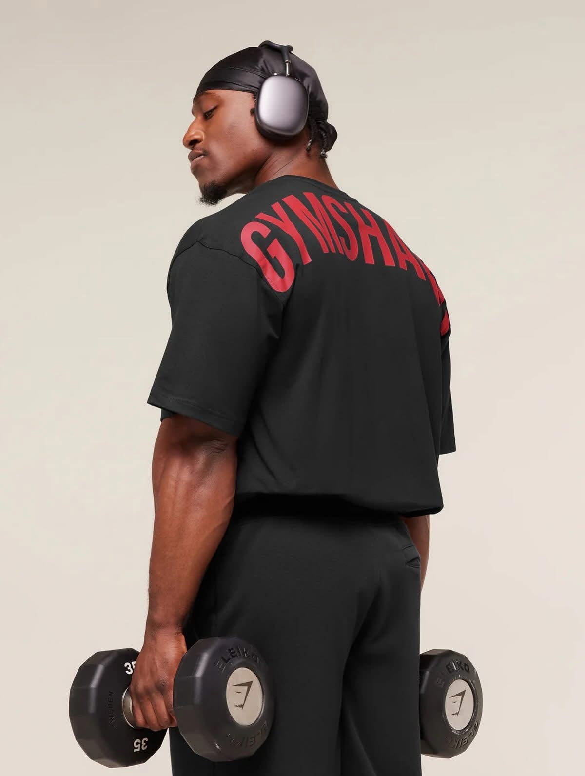 Gymshark Oversized T-Shirt – Black with Red Print