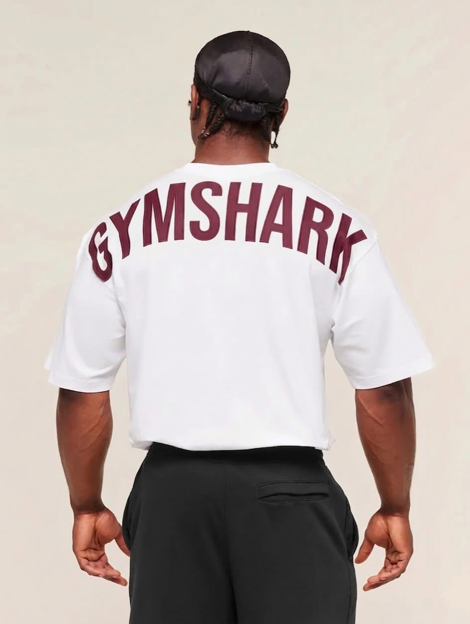 Gymshark Oversized T-Shirt – white / red